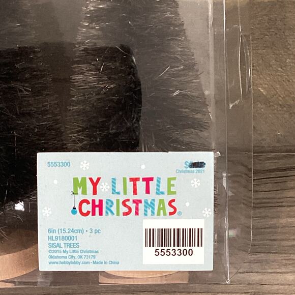My Little Christmas 6" Sisal Bottlebrush Trees Black Village Halloweentown NEW - Picture 4 of 9